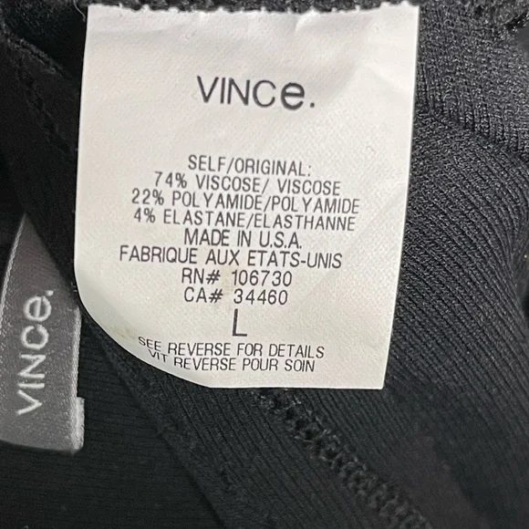 Vince Black Leggings Pants Stirrup Ribbed Knit Pull On Stretch Size Large - Picture 8 of 11